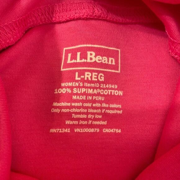 L.L. Bean Pink Cotton Long Sleeve Turtleneck Top Large - Picture 7 of 7